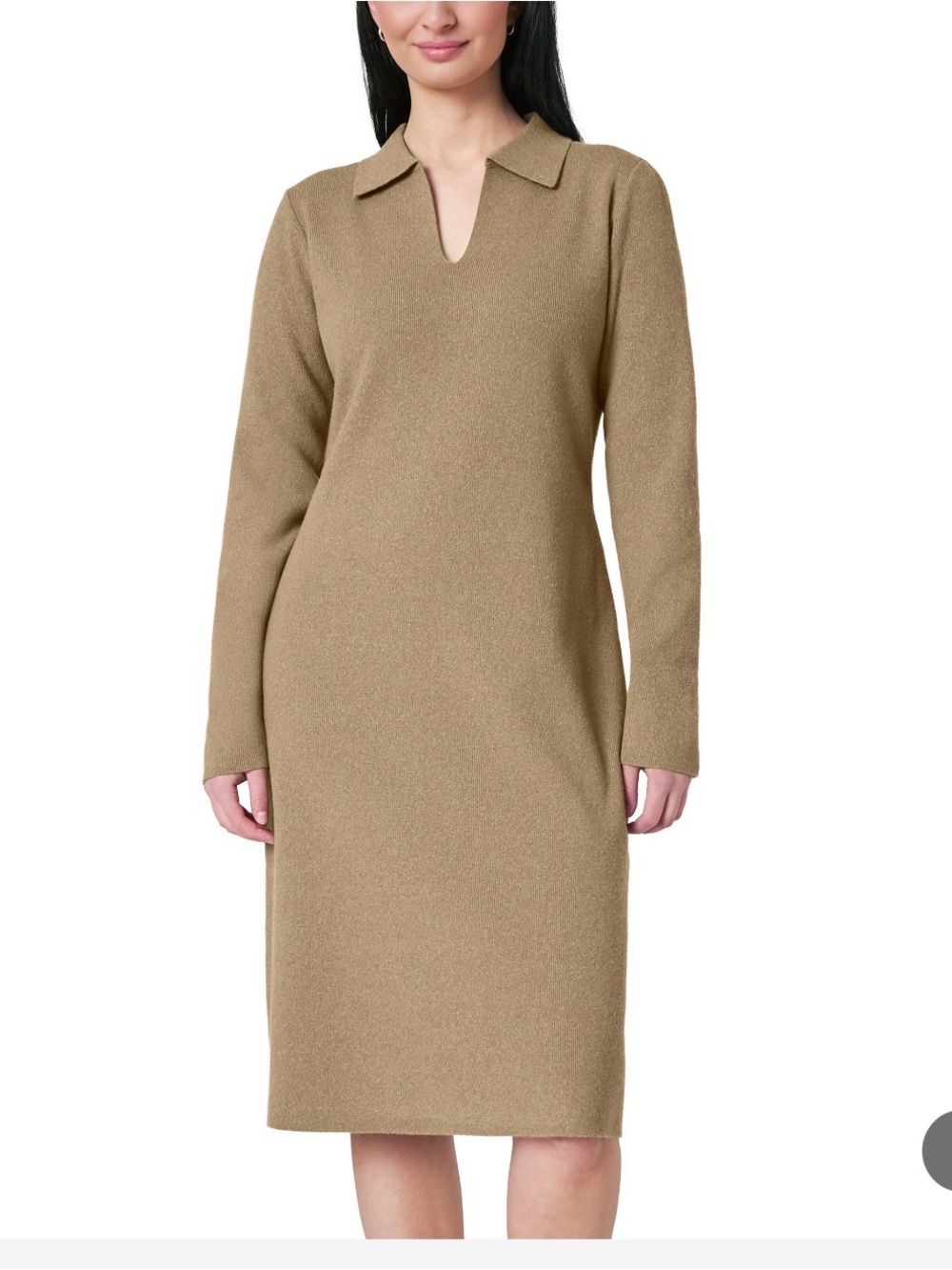 (6)m lm Mondetta ladies Collared V‑Neck Long Sleeve Midi sweater  Dress